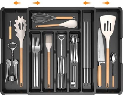 iDavosic.ly Organizador de cajones de cubiertos, bandeja de utensilios expandible para cajones de cocina 