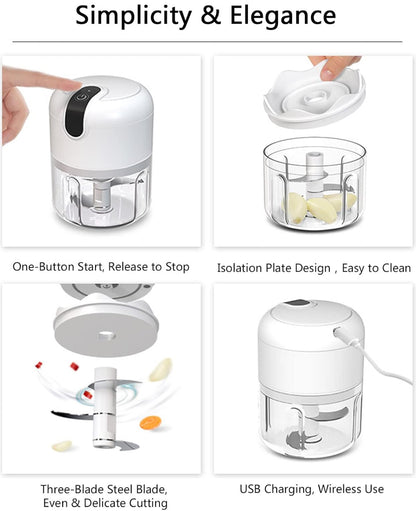 Mini picador de alimentos inalámbrico, pequeño procesador de alimentos para ajo, nueces, cebolla 