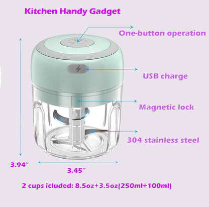 Mini picador eléctrico de alimentos, procesador de alimentos pequeños recargables para ajo, puré, cebolla, hierbas, verduras, jengibre 