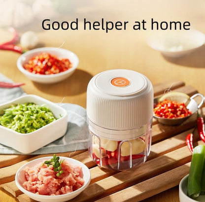 Picadora eléctrica de ajo, picadora de alimentos de 8.5 fl oz, USB, mini picadora de verduras 