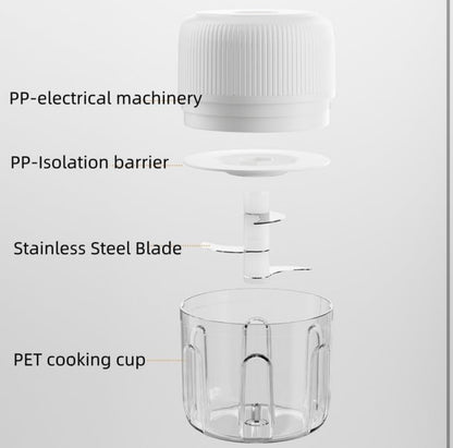 Picadora eléctrica de ajo, picadora de alimentos de 8.5 fl oz, USB, mini picadora de verduras 