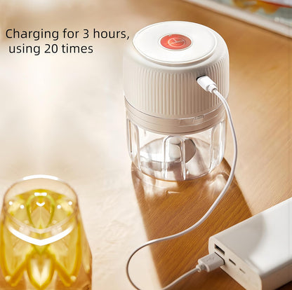 Picadora eléctrica de ajo, picadora de alimentos de 8.5 fl oz, USB, mini picadora de verduras 