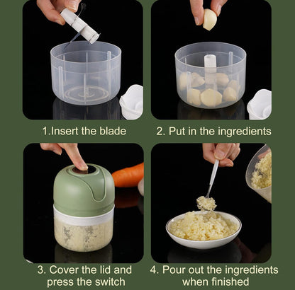 Mini picadora portátil de prensa de verduras, picadora eléctrica de ajo, 100/8.5 fl oz 