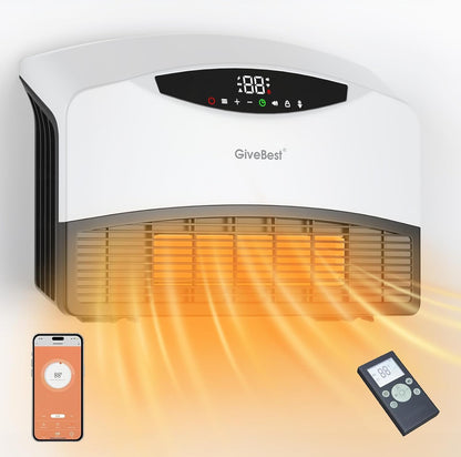 GiveBest Calentador de pared inteligente con WiFi y control remoto, calentador de espacio de 1500 W 