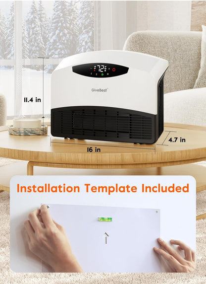 GiveBest Calentador de pared inteligente con WiFi y control remoto, calentador de espacio de 1500 W 