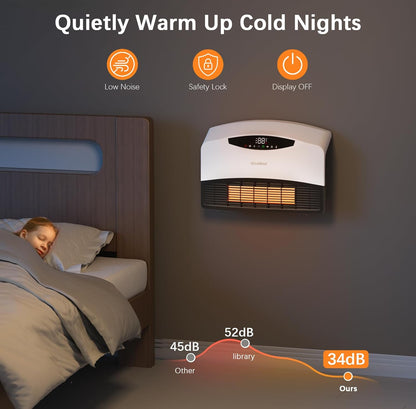 GiveBest Calentador de pared inteligente con WiFi y control remoto, calentador de espacio de 1500 W 