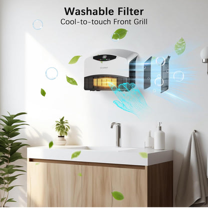 GiveBest Calentador de pared inteligente con WiFi y control remoto, calentador de espacio de 1500 W 