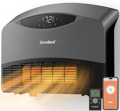 GiveBest Calentador de pared inteligente con WiFi y control remoto, calentador de espacio de 1500 W 