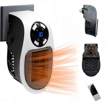 Calentador de enchufe cibernético para pared, calentador eléctrico portátil remoto de 450 W con termostato ajustable programable, 