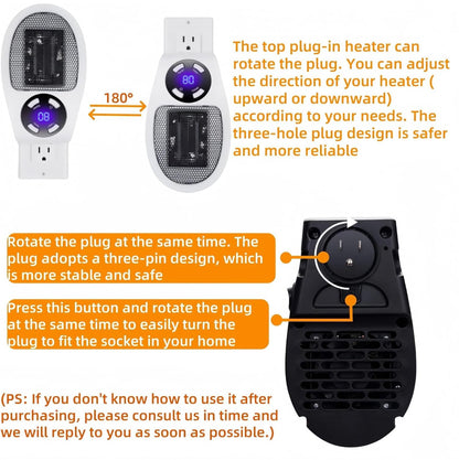 Calentador de enchufe cibernético para pared, calentador eléctrico portátil remoto de 450 W con termostato ajustable programable, 