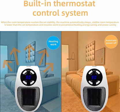 Calentador de enchufe cibernético para pared, calentador eléctrico portátil remoto de 450 W con termostato ajustable programable, 