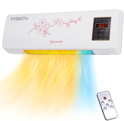 Calentador de pared, calentador eléctrico para dormitorio, calentador eléctrico de 1400 W, pantalla LED, termostato ajustable 