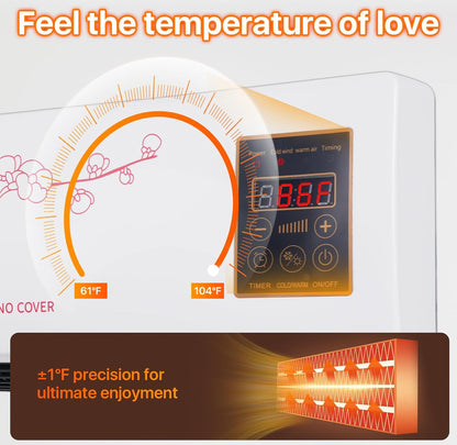 Calentador de pared, calentador eléctrico para dormitorio, calentador eléctrico de 1400 W, pantalla LED, termostato ajustable 