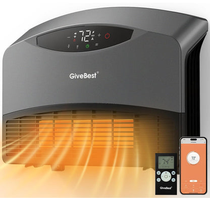 GiveBest Calentador de pared inteligente con WiFi y control remoto, calentador de espacio de 1500 W para dormitorio, calentador de piso o pared 