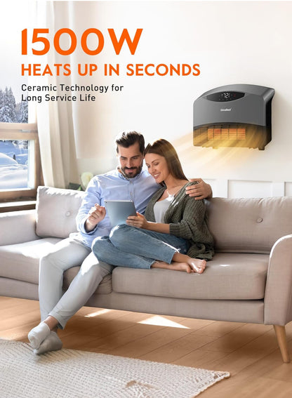 GiveBest Calentador de pared inteligente con WiFi y control remoto, calentador de espacio de 1500 W para dormitorio, calentador de piso o pared 