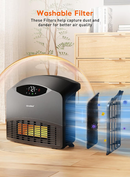 GiveBest Calentador de pared inteligente con WiFi y control remoto, calentador de espacio de 1500 W para dormitorio, calentador de piso o pared 