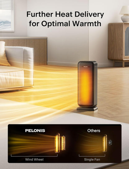 Calentador de espacio para interiores con oscilación de 75° y control remoto, calentador portátil 