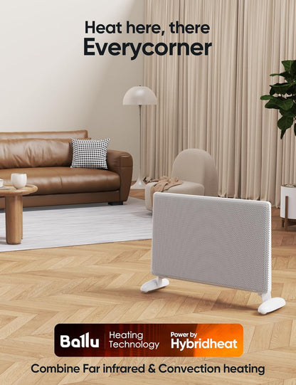 Calentador de espacio infrarrojo de mica para uso en interiores, calentador de panel eléctrico de 1500 W con termostato de programa, control de aplicación Wifi 