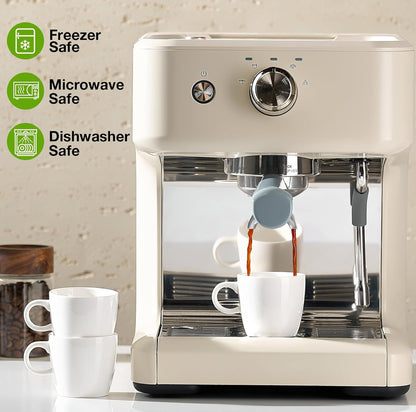 Juego de 4 tazas de café pequeñas de porcelana de 3.5 onzas, tazas Demitasse blancas perfectas para máquina de café espresso