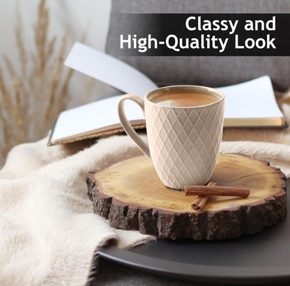 Juego de 6 tazas de café / Tazas de café - Tazas de cerámica de 6 x 14 onzas - Tazas de café grandes - Aptas para microondas y lavavajillas - Colección Palmanova 