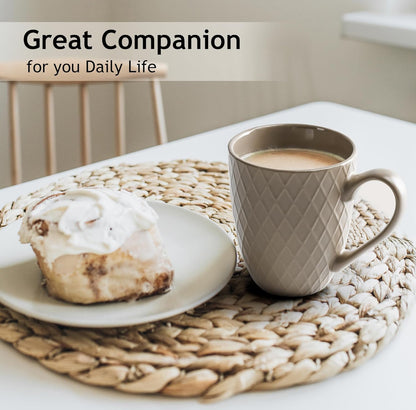 Juego de 6 tazas de café / Tazas de café - Tazas de cerámica de 6 x 14 onzas - Tazas de café grandes - Aptas para microondas y lavavajillas - Colección Palmanova 