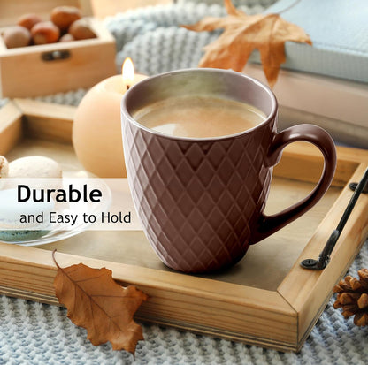 Juego de 6 tazas de café / Tazas de café - Tazas de cerámica de 6 x 14 onzas - Tazas de café grandes - Aptas para microondas y lavavajillas - Colección Palmanova 