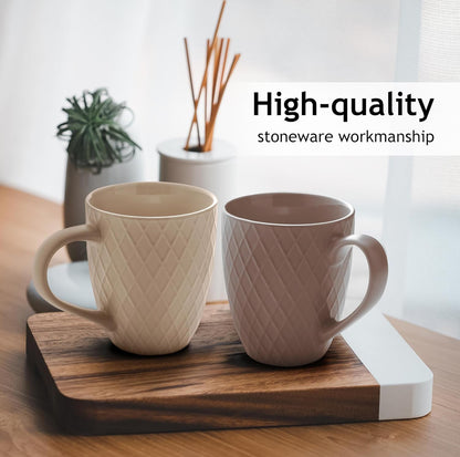 Juego de 6 tazas de café / Tazas de café - Tazas de cerámica de 6 x 14 onzas - Tazas de café grandes - Aptas para microondas y lavavajillas - Colección Palmanova 