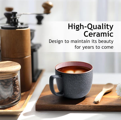 Juego de tazas de café de 6 x 16 onzas/tazas de café de gres grandes/modernas tazas de café - Colección Las Palmitas 