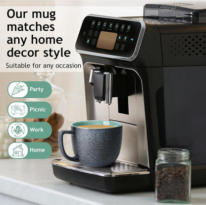 Juego de tazas de café de 6 x 16 onzas/tazas de café de gres grandes/modernas tazas de café - Colección Las Palmitas 