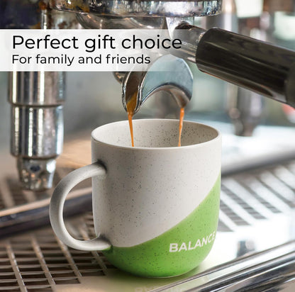 Juego de 4 tazas de café inspiradoras de 10 onzas con refranes/regalos para esposa, marido, mujeres, hombres, familia, amigos, microondas y lavavajillas (vida feliz)