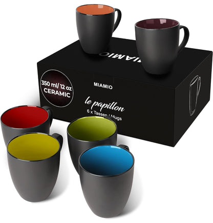 Juego de 6 tazas de café de gres de 12 onzas/juego de tazas 