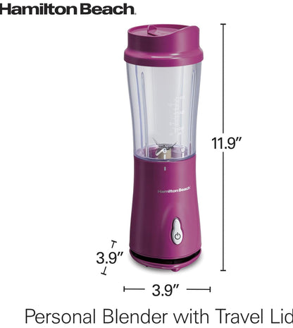Hamilton Beach - Batidora personal, con taza de viaje de 14 onzas, con tapa 