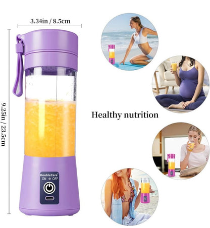 Licuadora portátil, mini licuadora eléctrica USB para batidos y batidos, jugo, 12.8 fl oz, seis cuchillas 