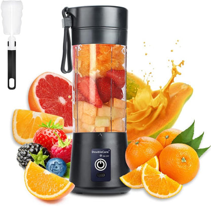 Licuadora portátil, mini licuadora eléctrica USB para batidos y batidos, jugo, 12.8 fl oz, seis cuchillas 