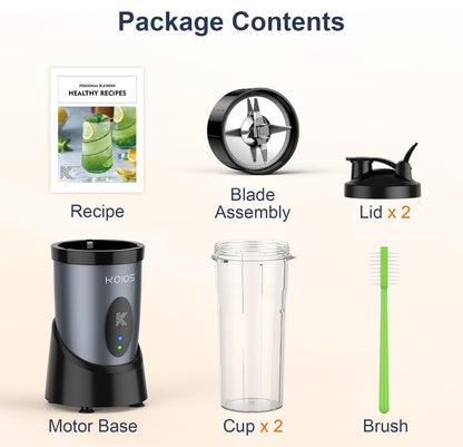 Licuadora de batidos, licuadora personal de 900 W para batidos y licuados de cocina con 2 vasos portátiles sin BPA de 22 onzas