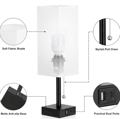 Juego de 2 lámparas de noche, color blanco, 3 temperaturas de color, carga USB, luz nocturna con cadena de tracción 