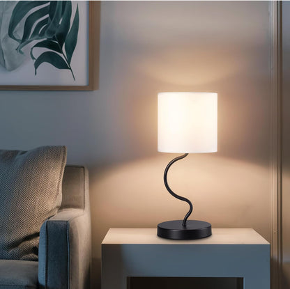 Juego de 2 lámparas de mesa, lámparas de noche para mesita de noche con interruptor de encendido/apagado, lámparas modernas con pantalla de tela, lámparas simples para dormitorio, sala