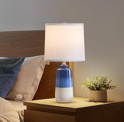 Juego de 2 lámparas de cerámica azul de 20,5 pulgadas para mesita de noche, lámparas de mesa azules para sala de estar, lámparas de mesa costeras para dormitorio 
