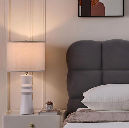 Juego de 2 lámparas blancas de 24,75 pulgadas para sala de estar, lámparas de mesa modernas de cerámica para dormitorio 