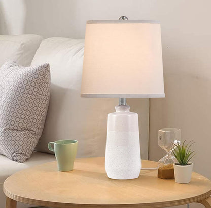 Juego de 2 lámparas de mesa de cerámica de 20.5 pulgadas para dormitorios, juego de 2 lámparas blancas para sala de estar, lámparas de cerámica minimalistas con pantalla de barril blanco, lámparas 
