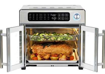 Emeril Lagasse - Freidora de aire extra grande de 26 cuartos de galón, horno tostador de convección con puertas francesas, acero inoxidable 