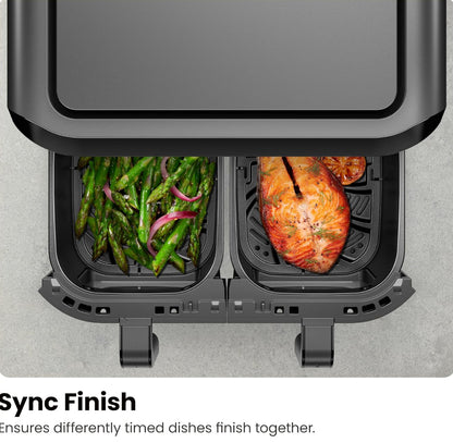 Chefman TurboFry Touch - Freidora de aire doble, maximiza las comidas más saludables con doble capacidad de cesta 