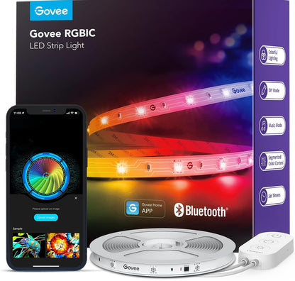 Govee - Tira de luces LED inteligentes RGBIC que cambian de color, 16.4 pies, control mediante aplicación 