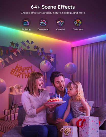 Govee - Tira de luces LED inteligentes RGBIC que cambian de color, 16.4 pies, control mediante aplicación 