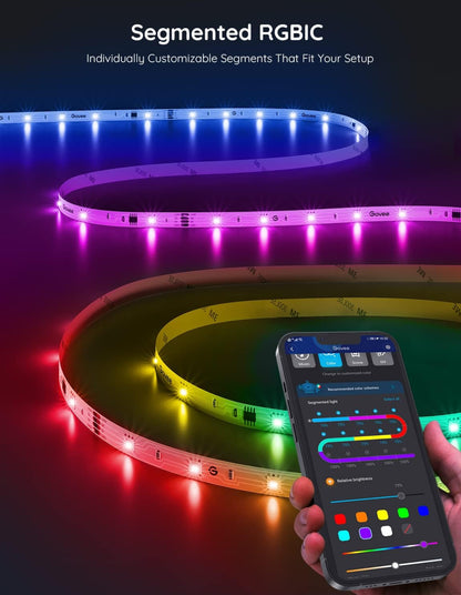 Govee - Tira de luces LED inteligentes RGBIC que cambian de color, 16.4 pies, control mediante aplicación 