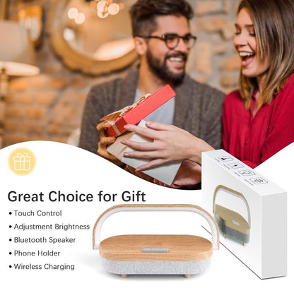 Lámpara de noche LED, lámparas táctiles para mesita de noche de dormitorio, lámpara de mesita de noche 4 en 1 con cargador inalámbrico, altavoz Bluetooth portátil 