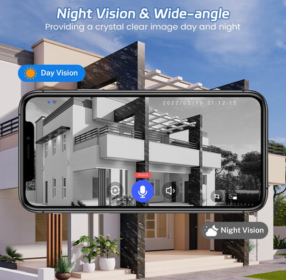 Cámara de timbre de vídeo inalámbrica 1080P con timbre, visión nocturna, solo Wi-Fi de 2,4 GHz, detección humana inteligente con inteligencia artificial 