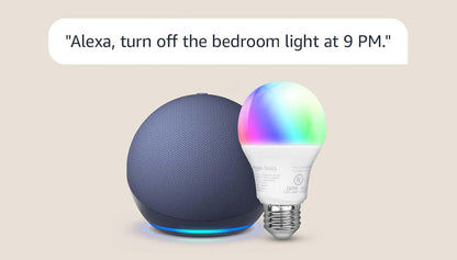 Echo Dot con bombilla inteligente de color Amazon Basics