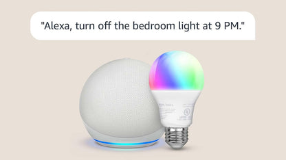 Echo Dot con bombilla inteligente de color Amazon Basics