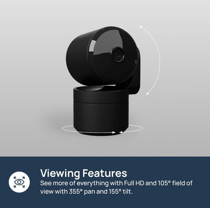 Cámara de seguridad para el hogar con panorámica/inclinación para interiores, enchufe de 360°, visión nocturna, Wi-Fi 